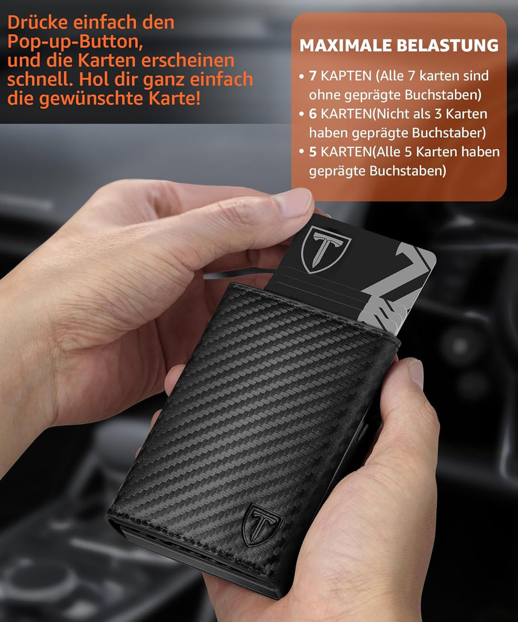 TEEHON Men's Wallet with RFID Protection, Men's Smart Wallet 3.0 with 8 Card Case, Wallet ID Window, Coin Pocket, Card Holder, Slim Wallet Wallets for Men