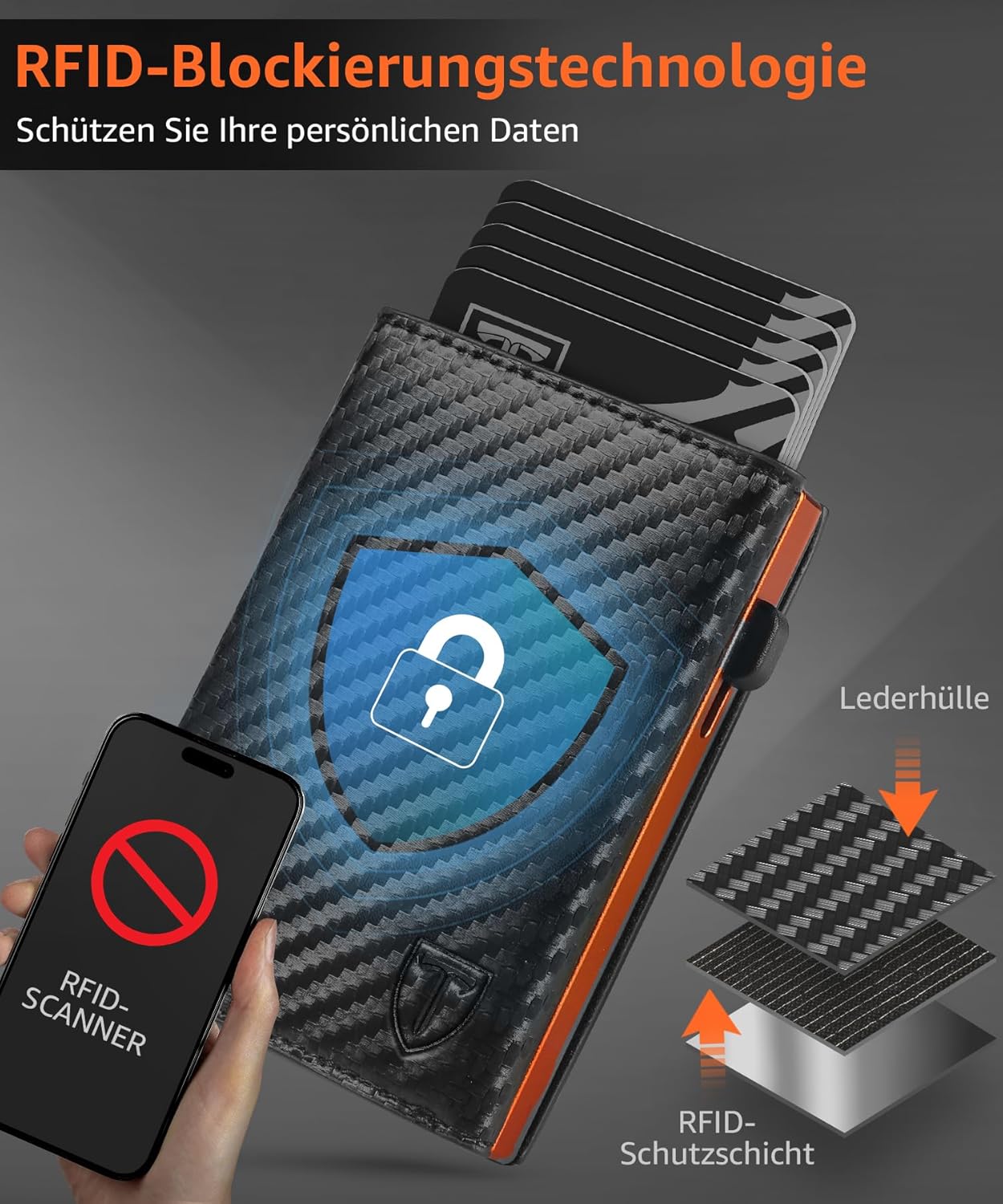 TEEHON Men's Wallet with RFID Protection, Men's Smart Wallet 3.0 with 8 Card Case, Wallet ID Window, Coin Pocket, Card Holder, Slim Wallet Wallets for Men