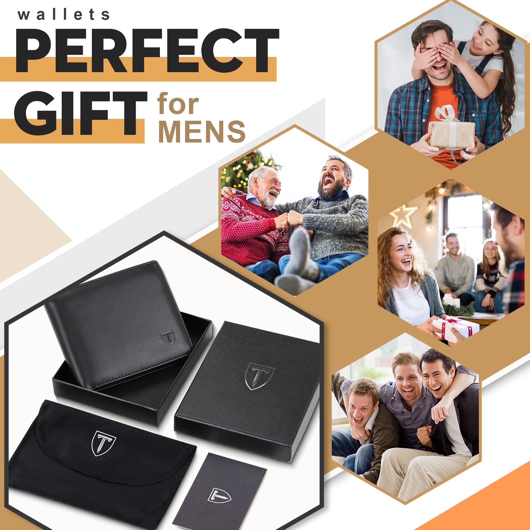 TEEHON® Wallets Slim Genuine Leather RFID Blocking Wallet with 11 Card Holder, 2 banknote compartments, Coin Pocket, Minimalist Wallets for Men UK with Gift Box - Black and Orange