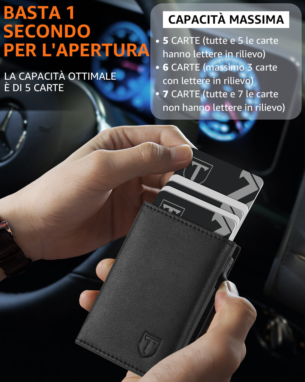 TEEHON Portafoglio Uomo Slim, Portacarte in Pelle con Protezione RFID, Porta Carte di Credito Uomo Piccolo, Porta Tessere con Portamonete e Scomparti Banconote - Confezione Regalo - NERO