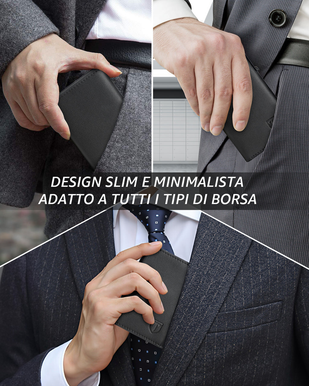 TEEHON Portafoglio Uomo Slim, Portacarte in Pelle con Protezione RFID, Porta Carte di Credito Uomo Piccolo, Porta Tessere con Portamonete e Scomparti Banconote - Confezione Regalo - NERO