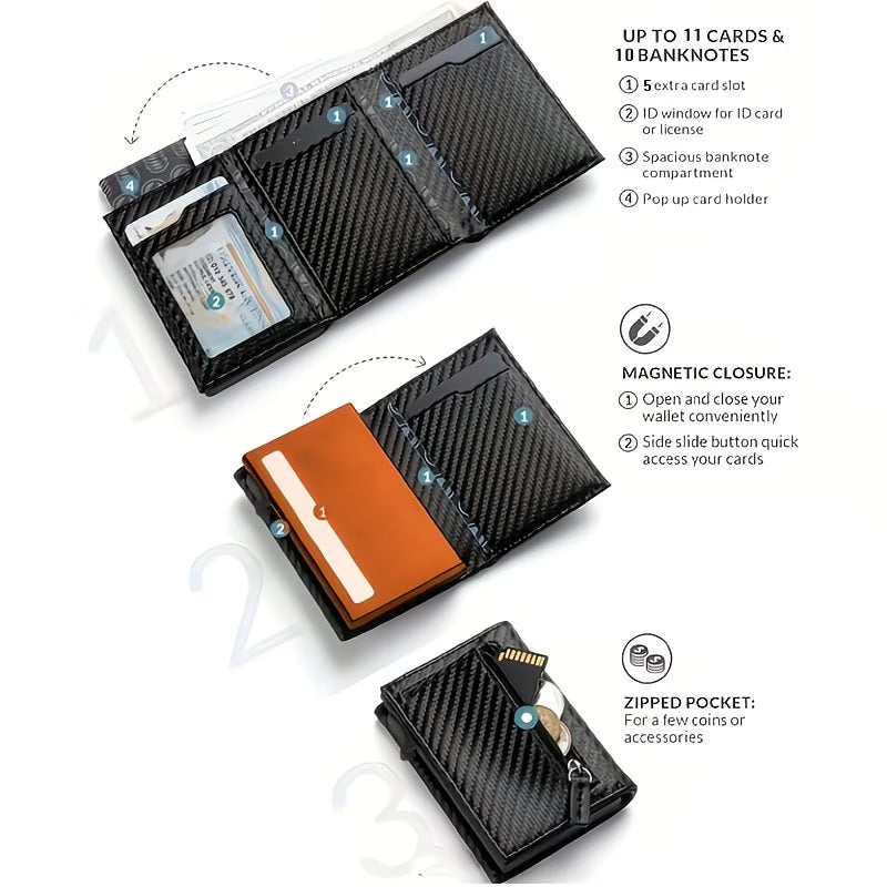 Geldbörse Herren mit RFID-Schutz, Portmonee Herren Smart Wallet 3.0 mit 8 Kartenetui, Geldbeutel ID-Fenster, Münztasche, Kartenhalter Slim Wallet Wallets for Men